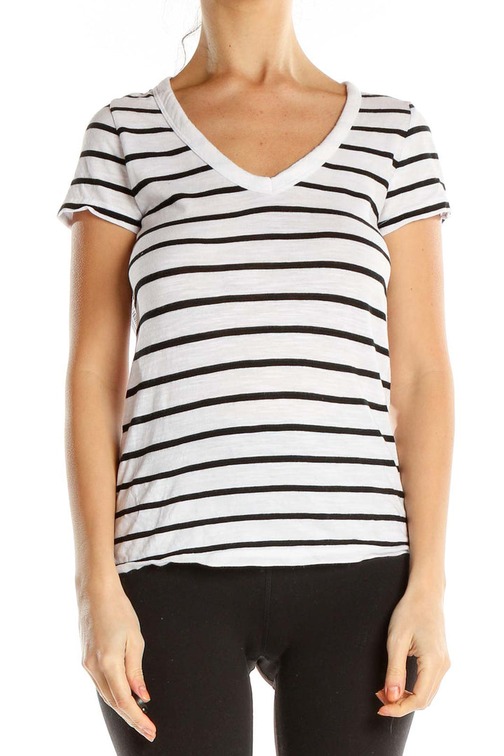 White Black Striped Casual T-Shirt