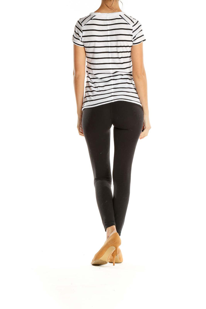 White Black Striped Casual T-Shirt