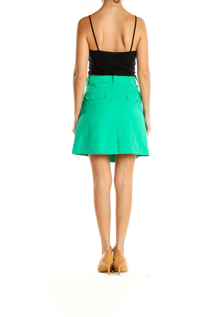 Green Solid Chic A-Line Skirt