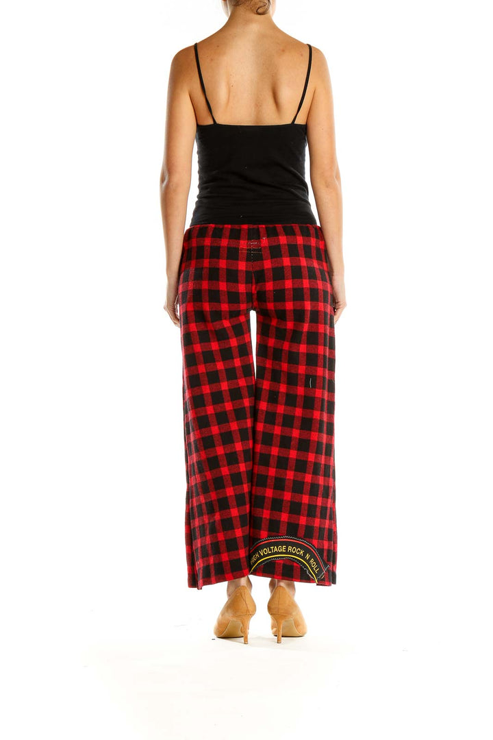 Red Checkered Reworked Wide Leg Pants