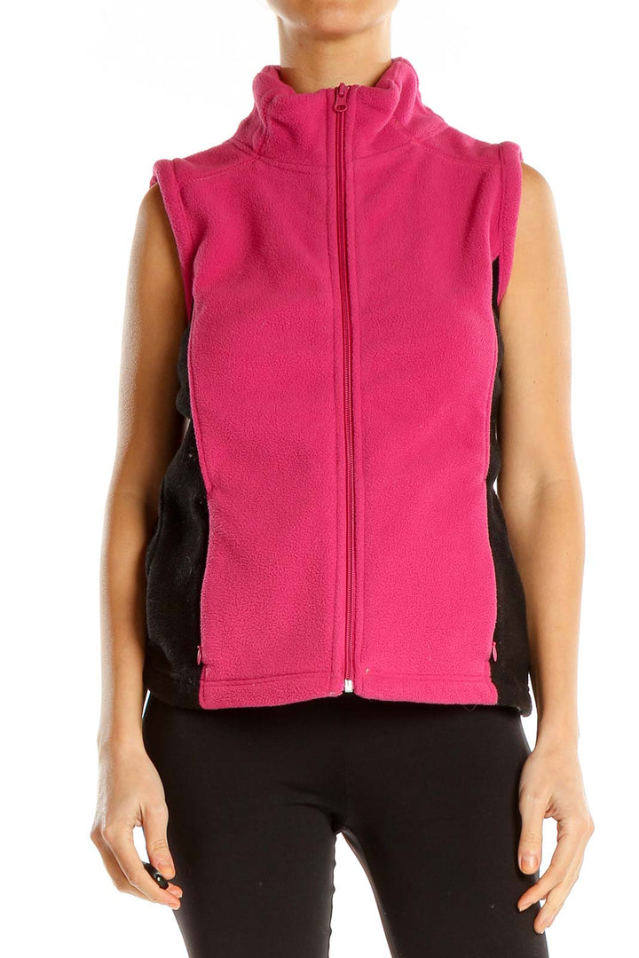 Pink Black Colorblock Vest