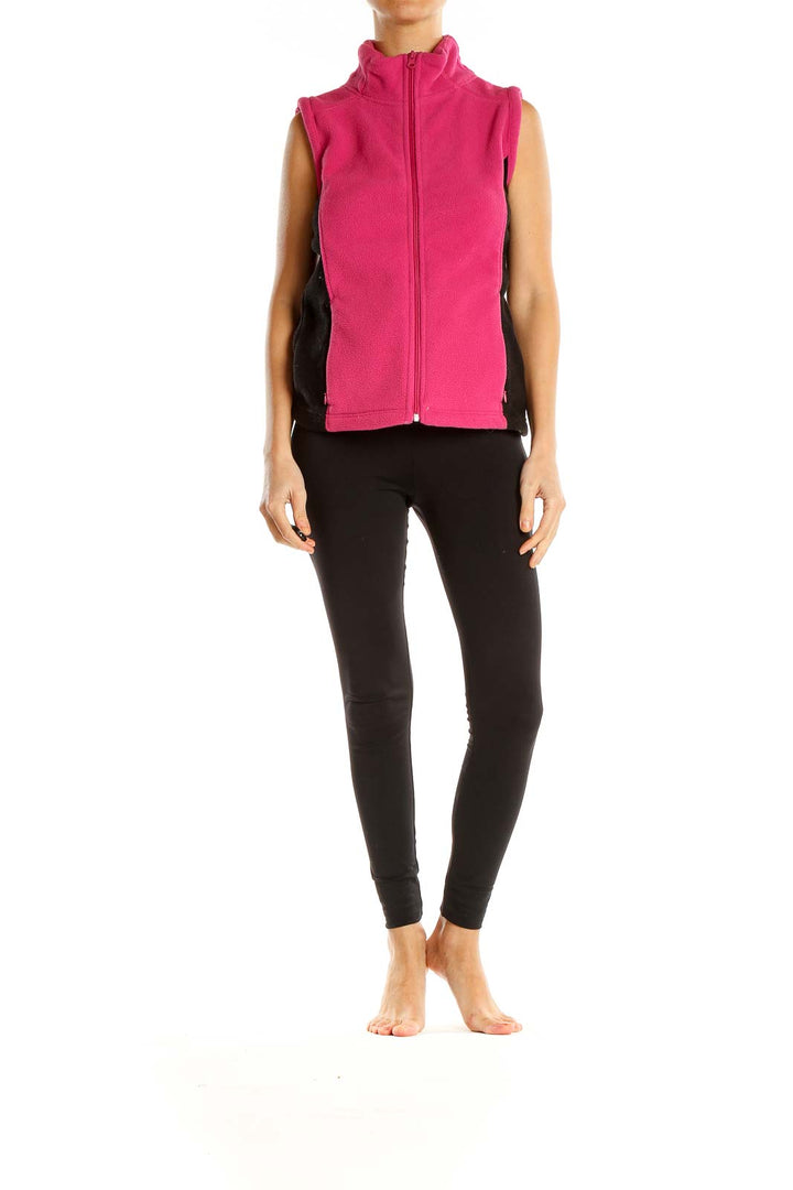 Pink Black Colorblock Vest