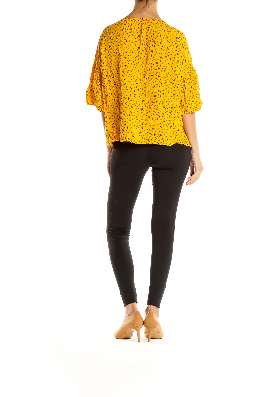 Yellow Floral Print Brunch Top