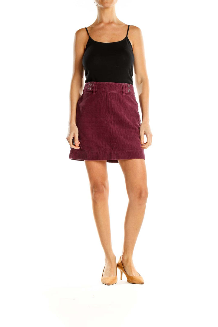 Purple Chic Corduroy A-Line Skirt