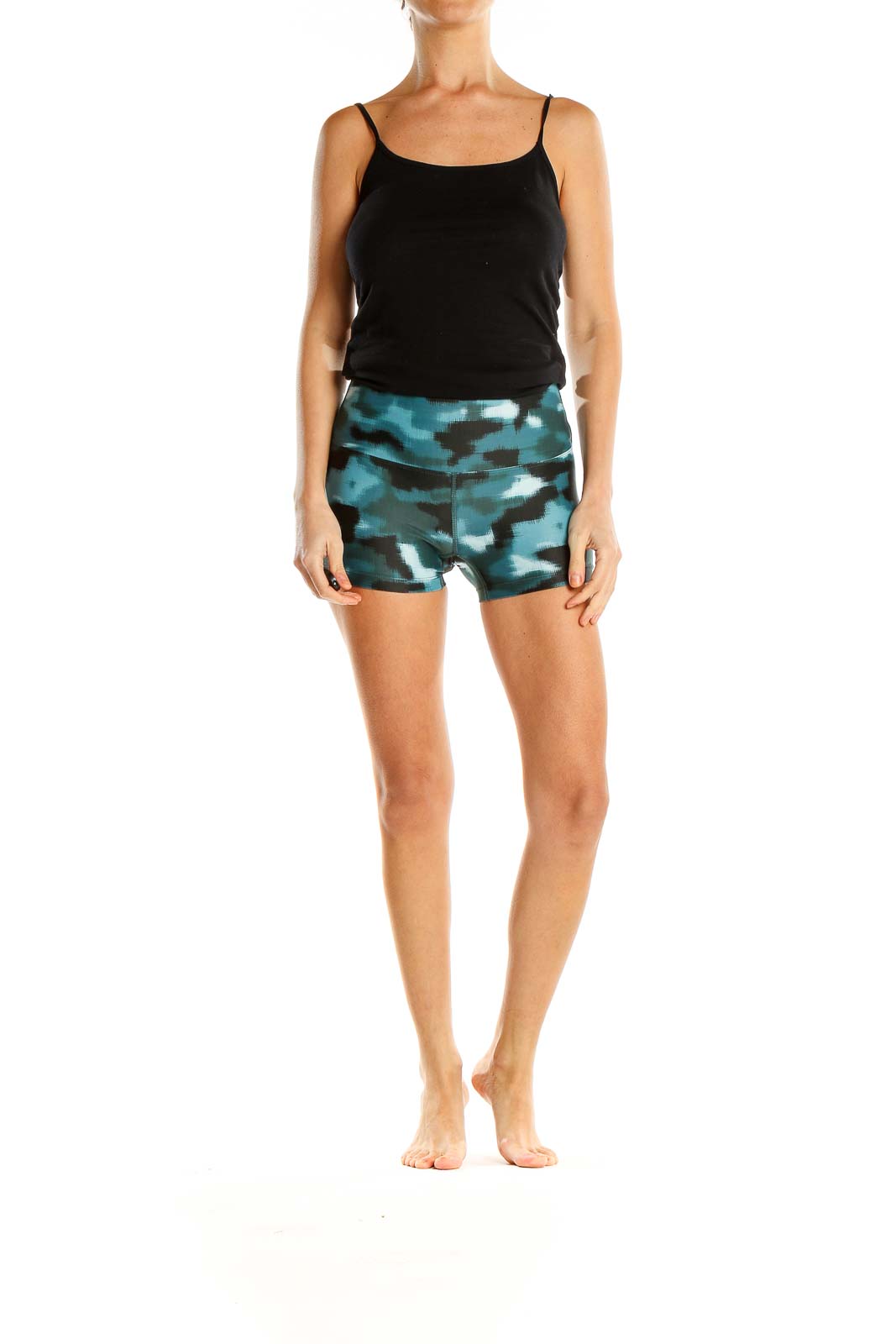 Blue Printed Activewear Shorts