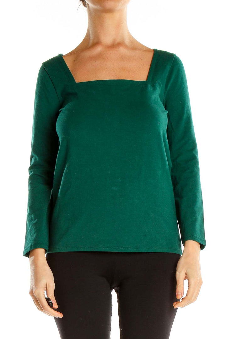 Green Square Neck All Day Wear Top