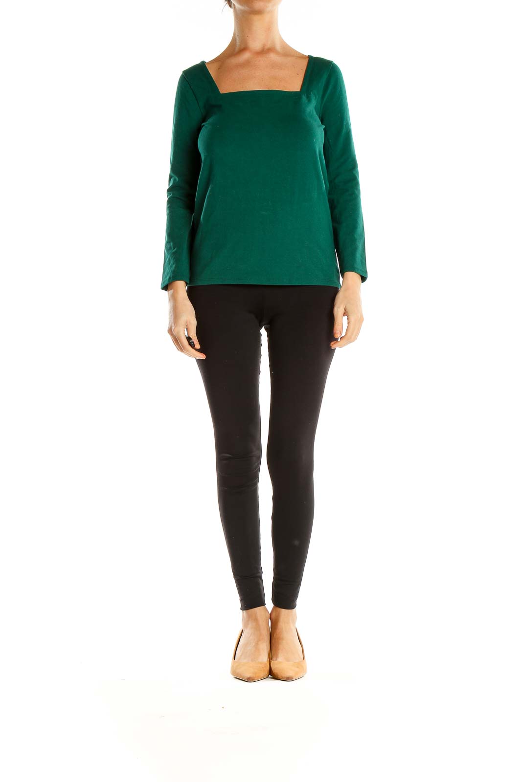 Green Square Neck All Day Wear Top