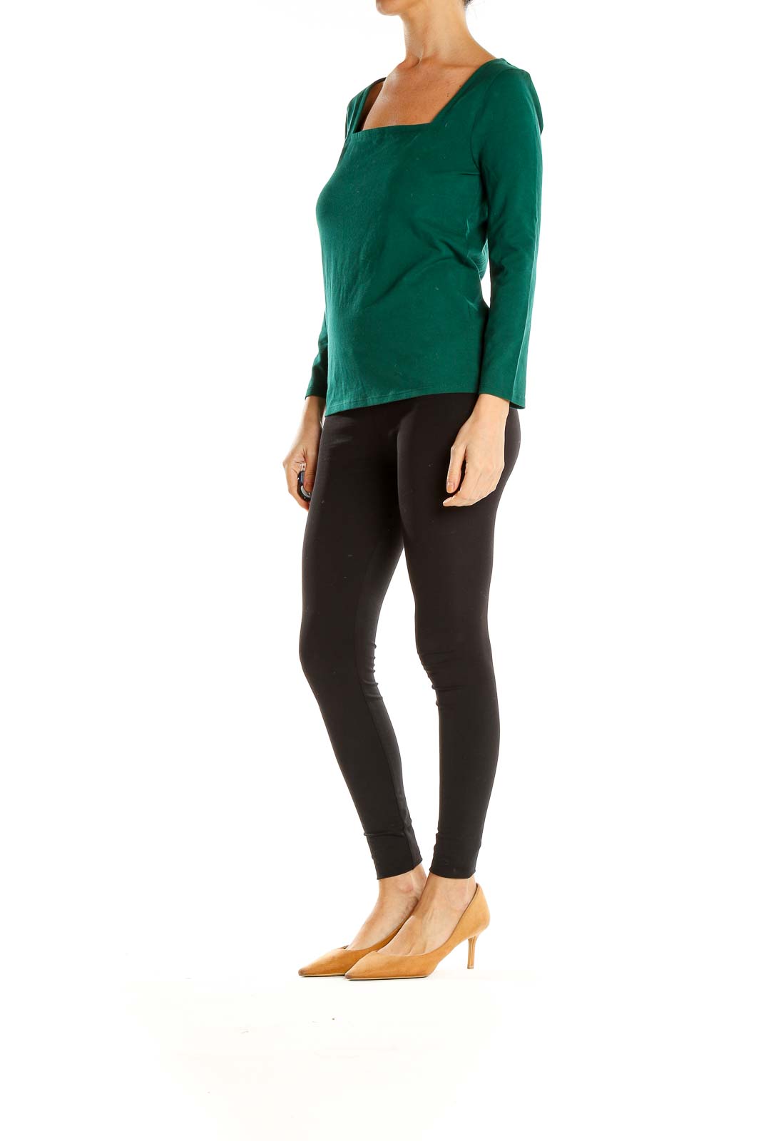 Green Square Neck All Day Wear Top