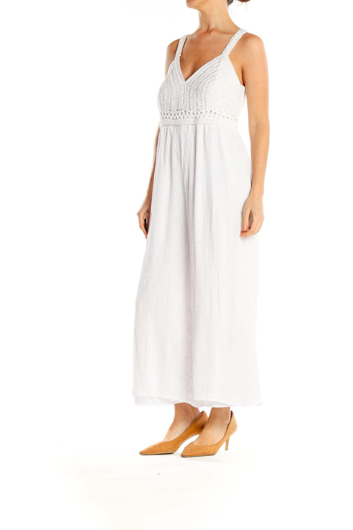 White Crochet Bust Bohemian Jumpsuit