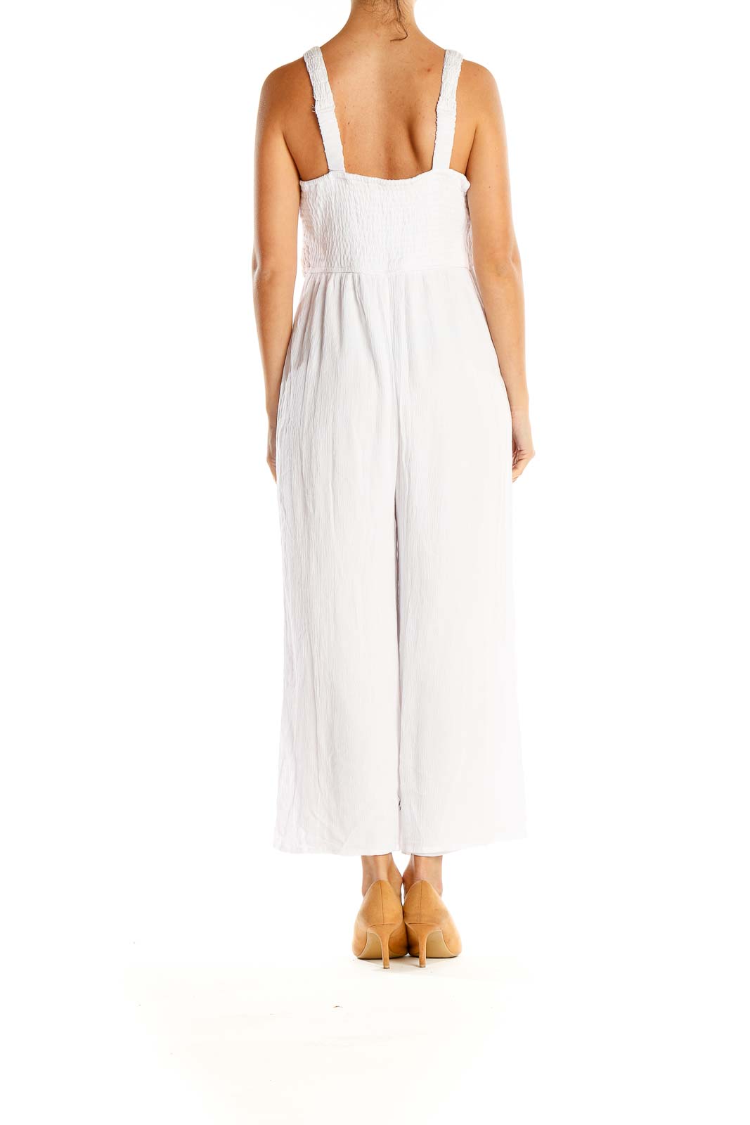 White Crochet Bust Bohemian Jumpsuit