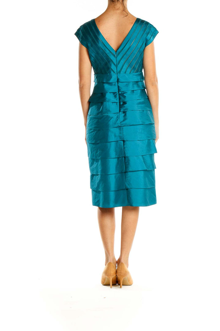 Blue Retro Layered Detailed Sheath Dress