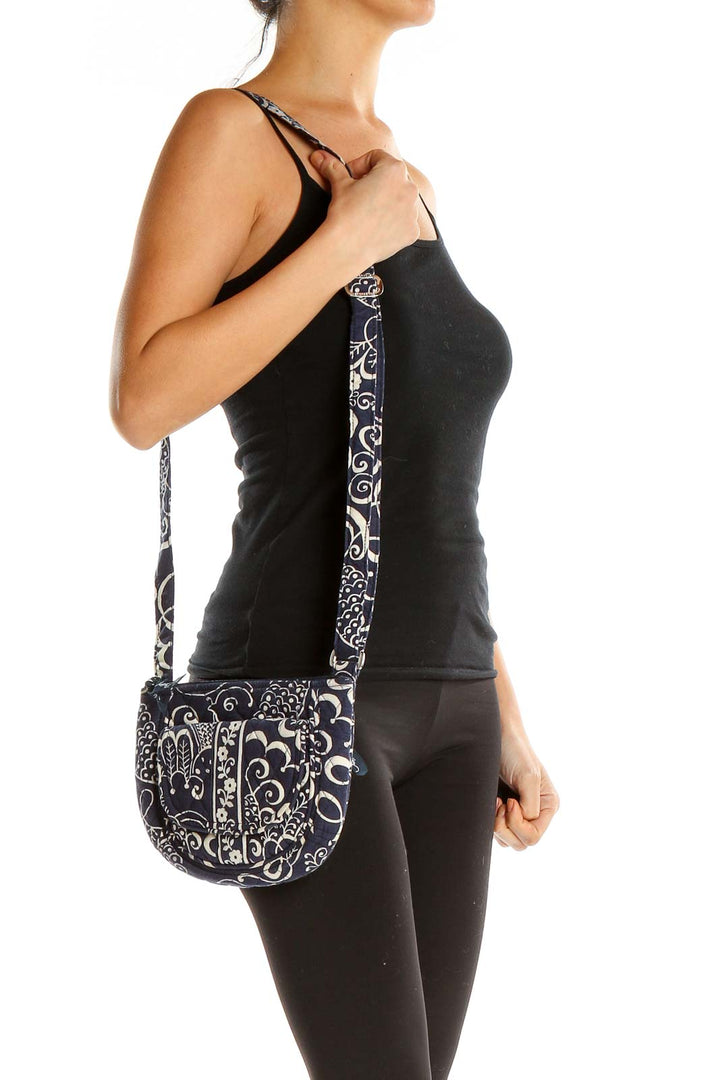 Blue White Paisley Crossbody Bag