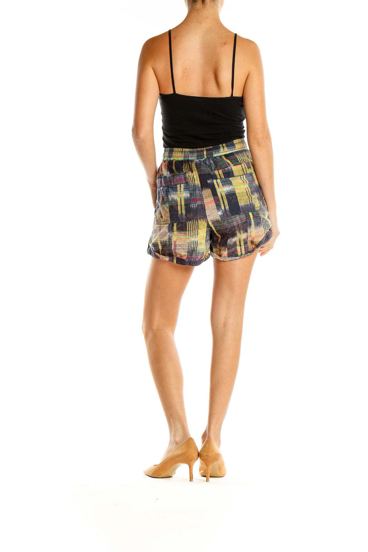 Multicolor Draw String Checkered Casual Shorts