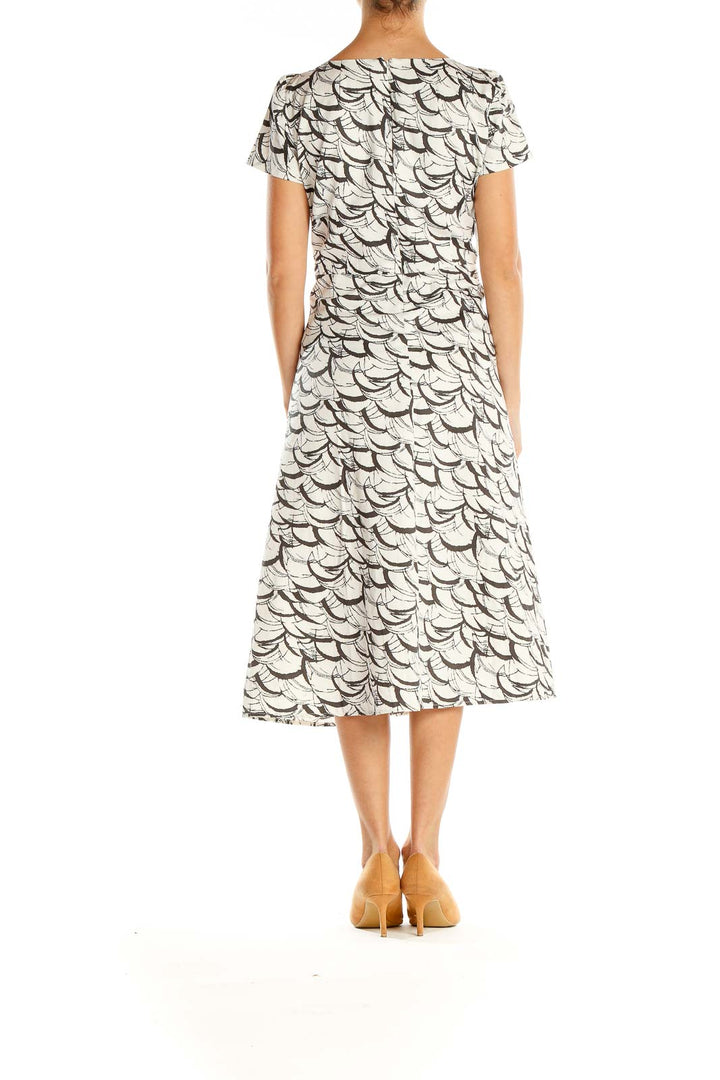 White Gray Printed A-Line Dress