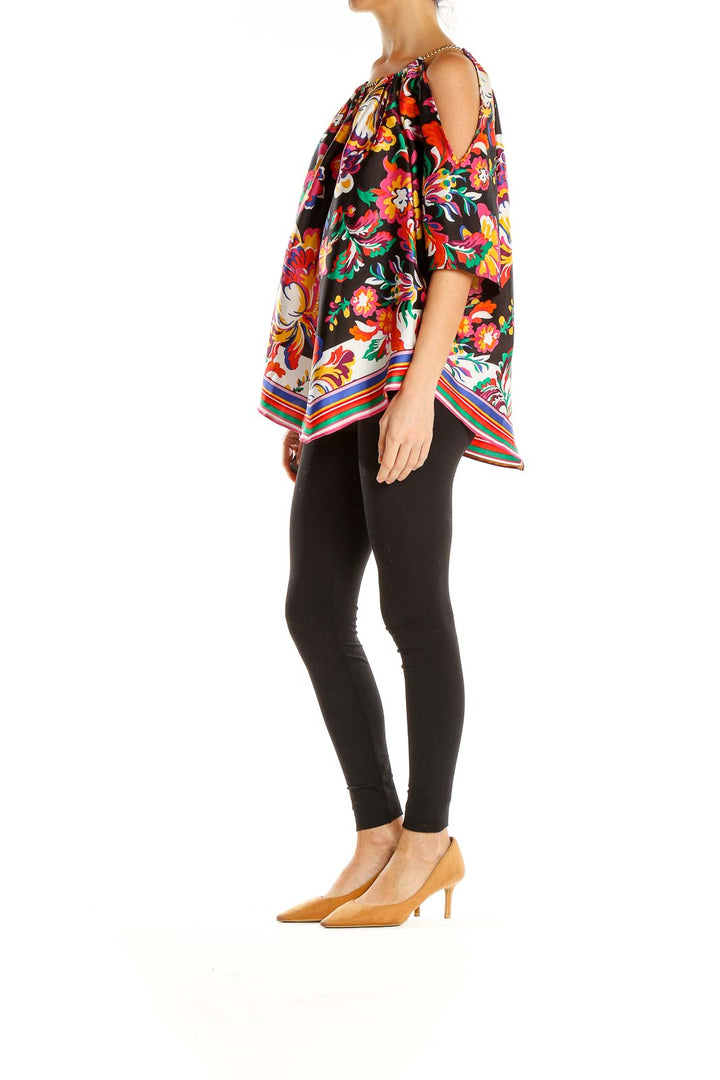 Multicolor Printed Off The Shoulder Chic Blouse