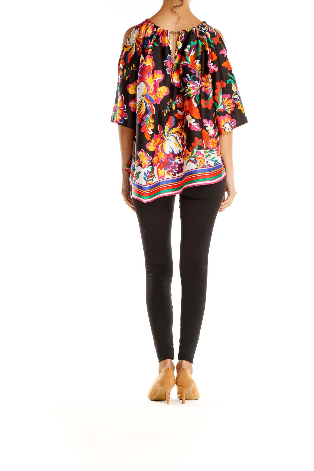 Multicolor Printed Off The Shoulder Chic Blouse