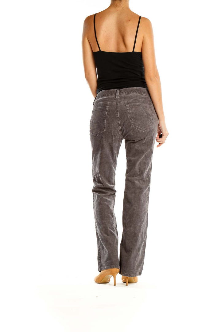 Gray Textured Low Rise Bootcut Jeans