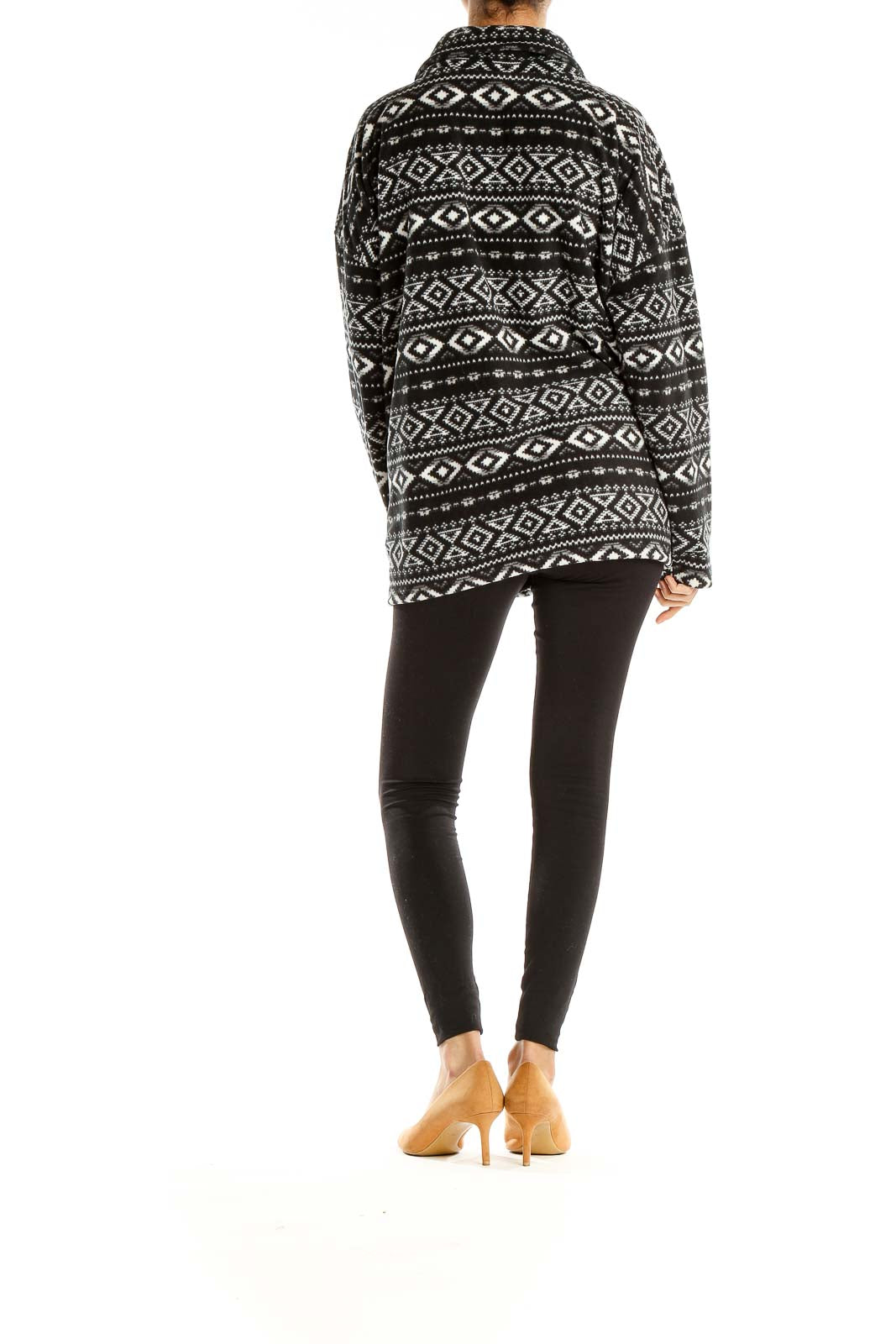 Black White Aztec Quarter Zip Sweater