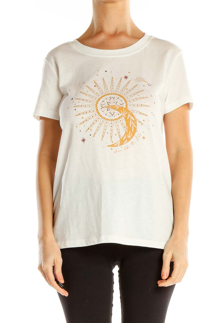 White Graphic Print Casual T-Shirt