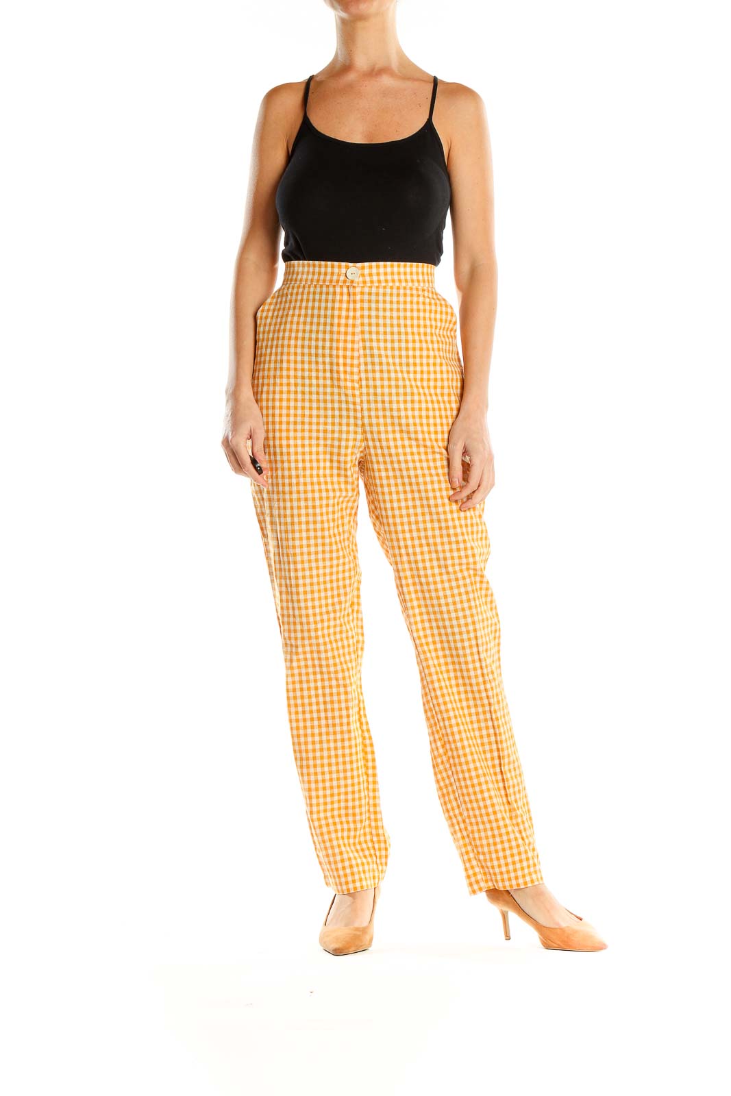 Orange Gingham All Day Wear Trousers