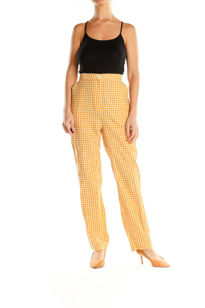 Orange Gingham All Day Wear Trousers