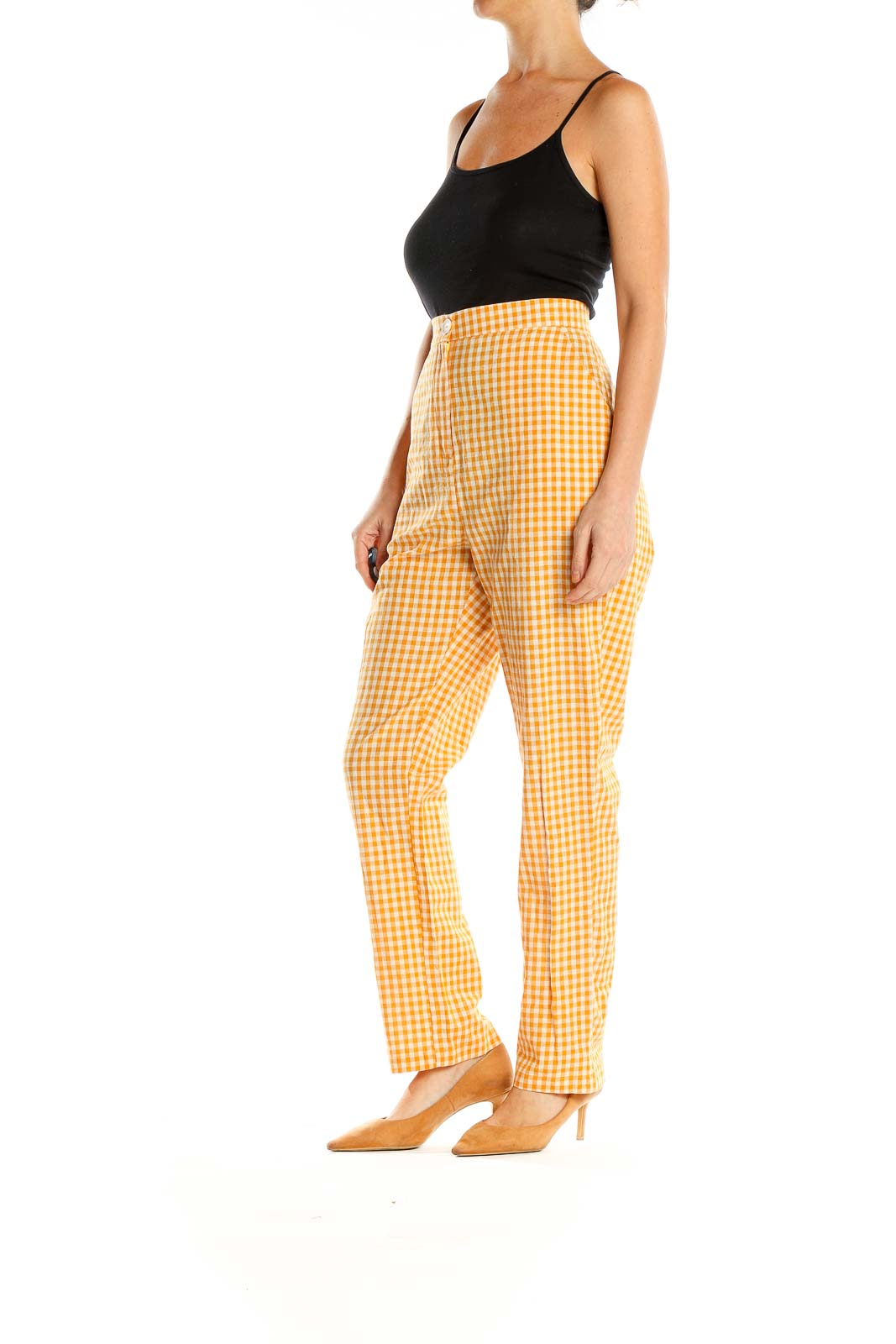 Orange Gingham All Day Wear Trousers