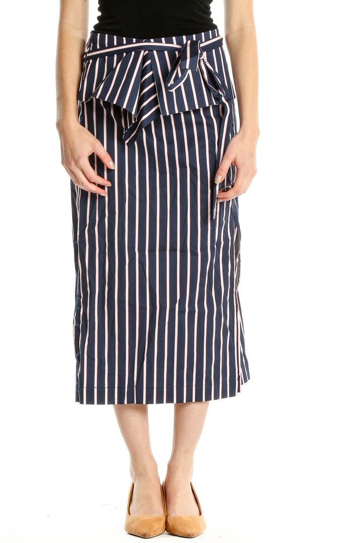 Blue Striped Chic Straight Skirt