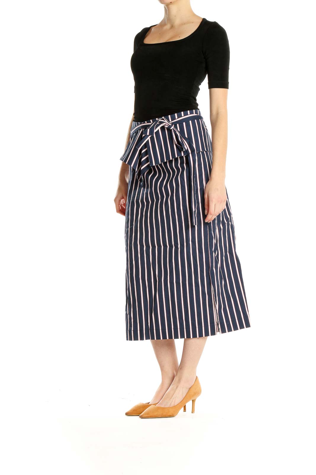 Blue Striped Chic Straight Skirt