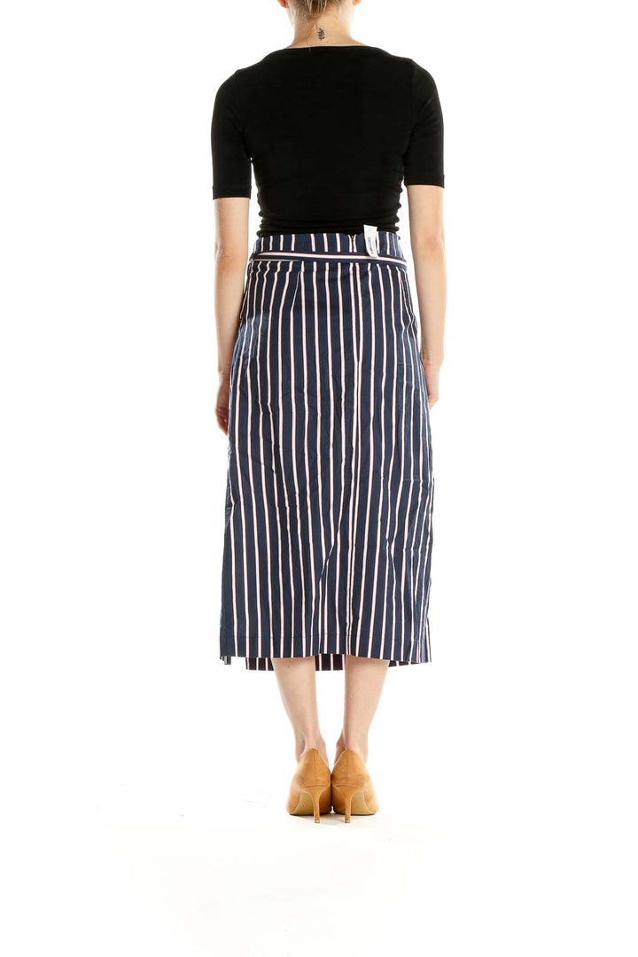 Blue Striped Chic Straight Skirt