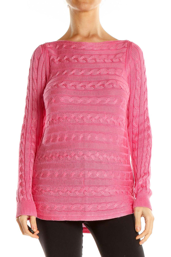 Pink Cable-Knit All Day Wear Sweater