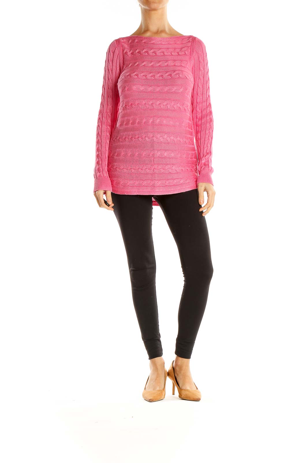 Pink Cable-Knit All Day Wear Sweater