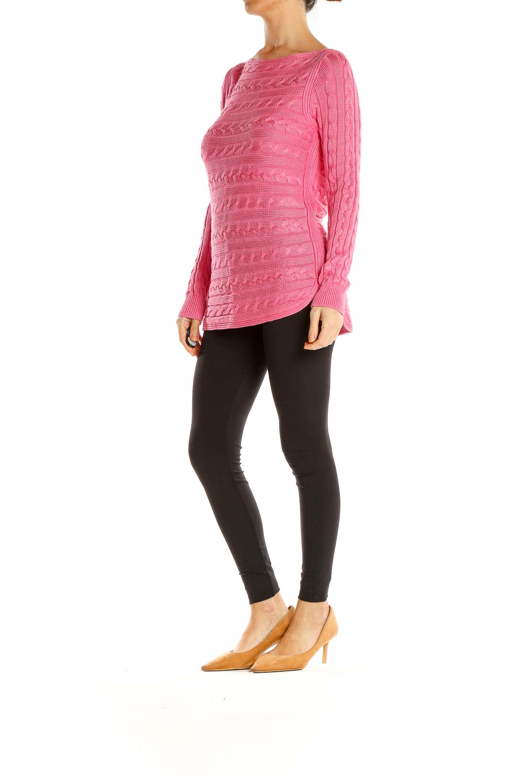 Pink Cable-Knit All Day Wear Sweater