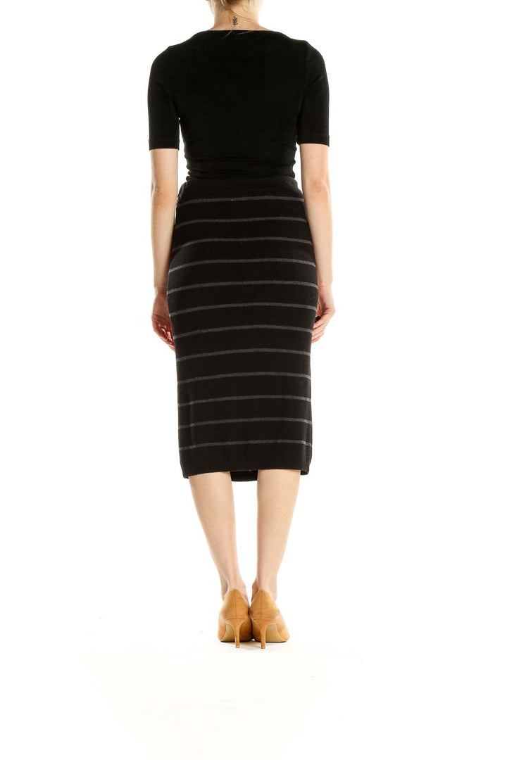 Black Striped Classic Pencil Skirt