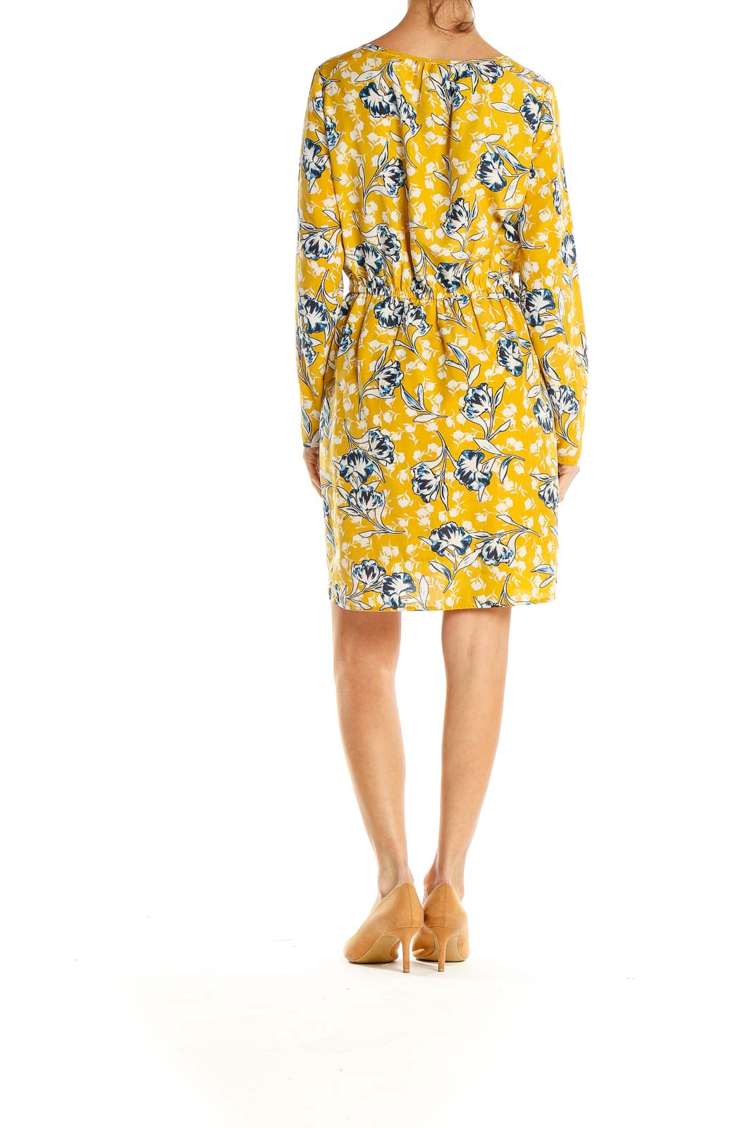 Yellow Floral Print Fit & Flare Dress