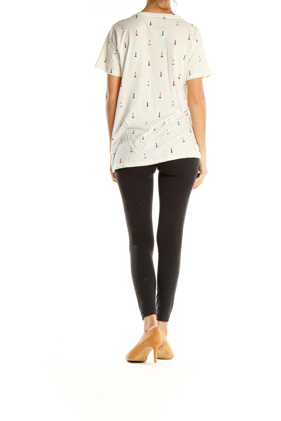 Beige Graphic Print Casual T-Shirt