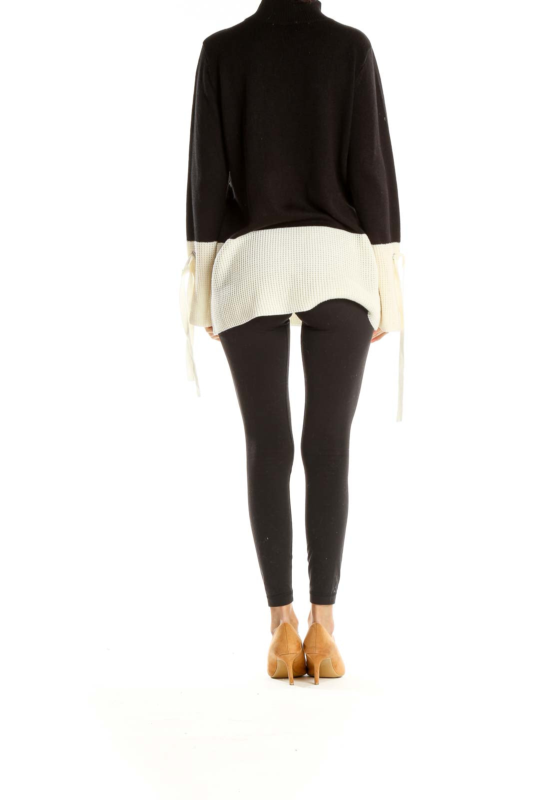 Black White Chic Colorblock Sweater Top