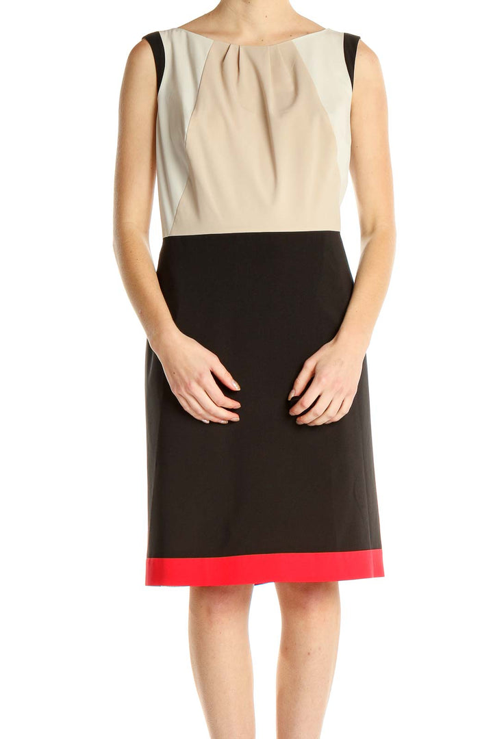 Multicolor Colorblock Work Sheath Dress