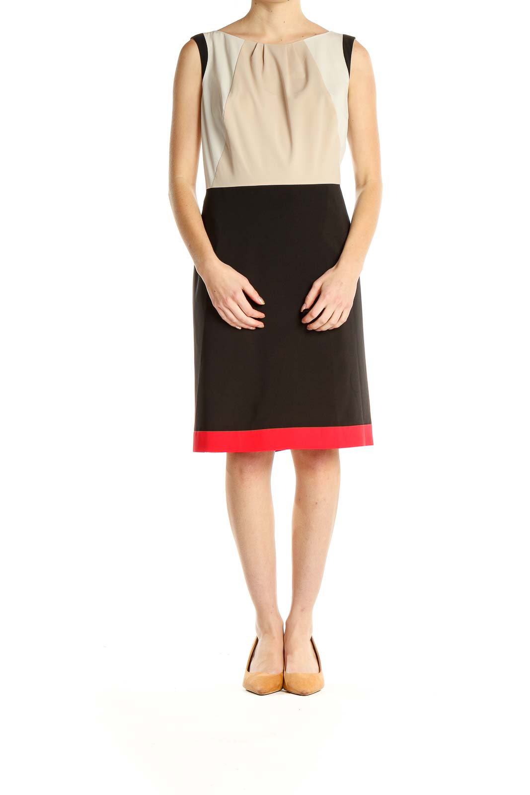 Multicolor Colorblock Work Sheath Dress