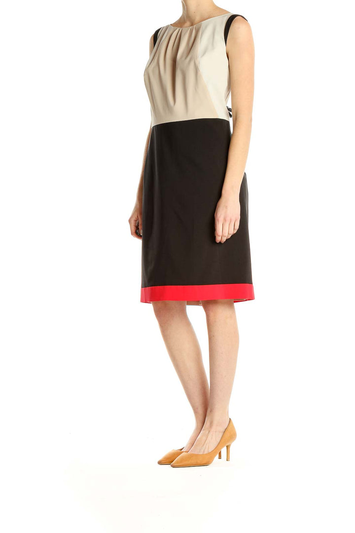 Multicolor Colorblock Work Sheath Dress