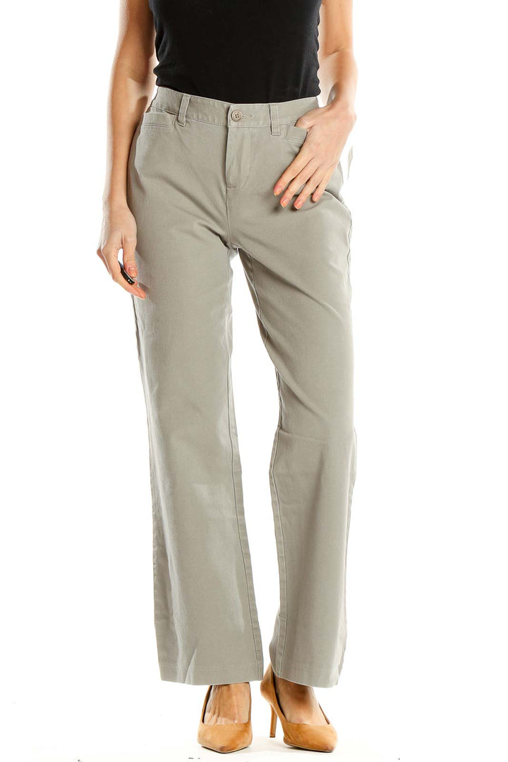 Gray Casual Wide Leg Trousers