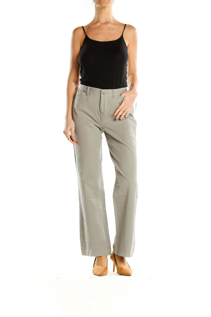 Gray Casual Wide Leg Trousers