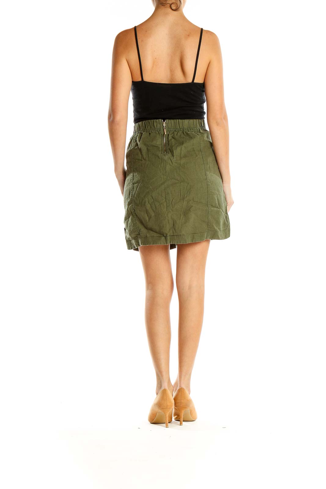 Green Solid Brunch A-Line Skirt