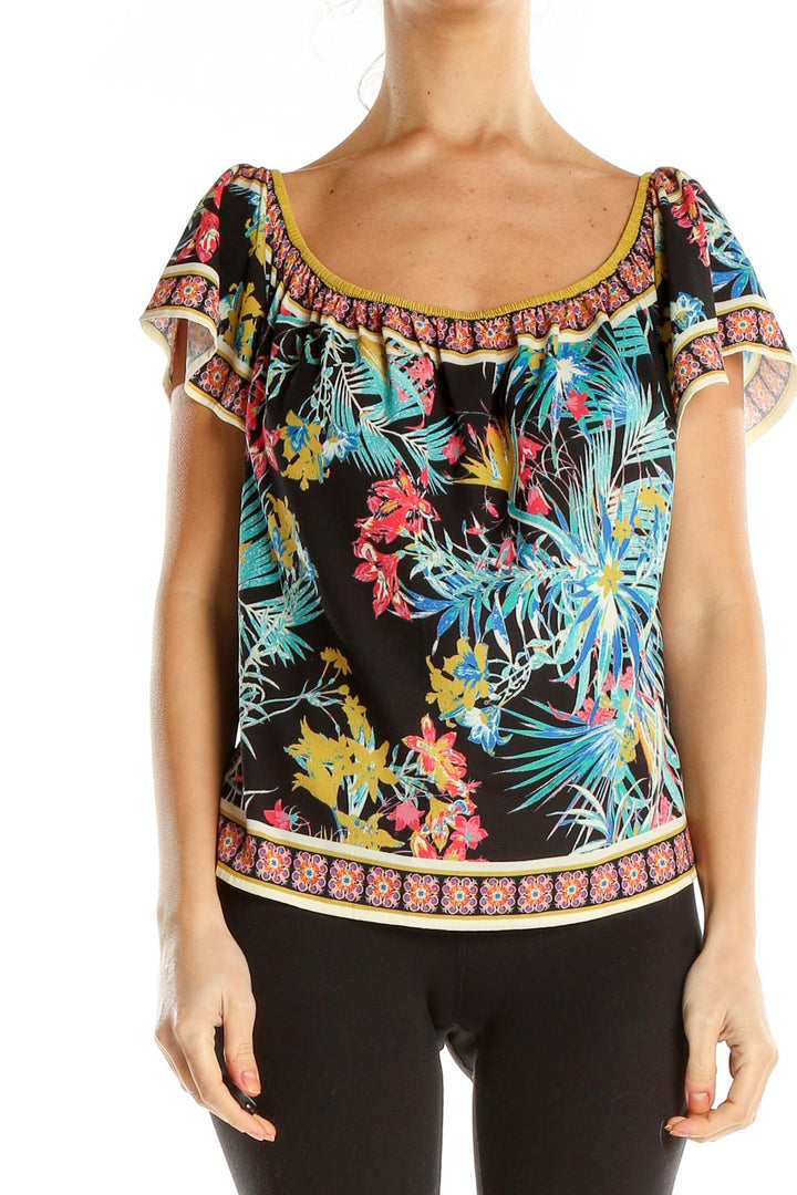 Multicolor Tropical Print Bohemian Blouse