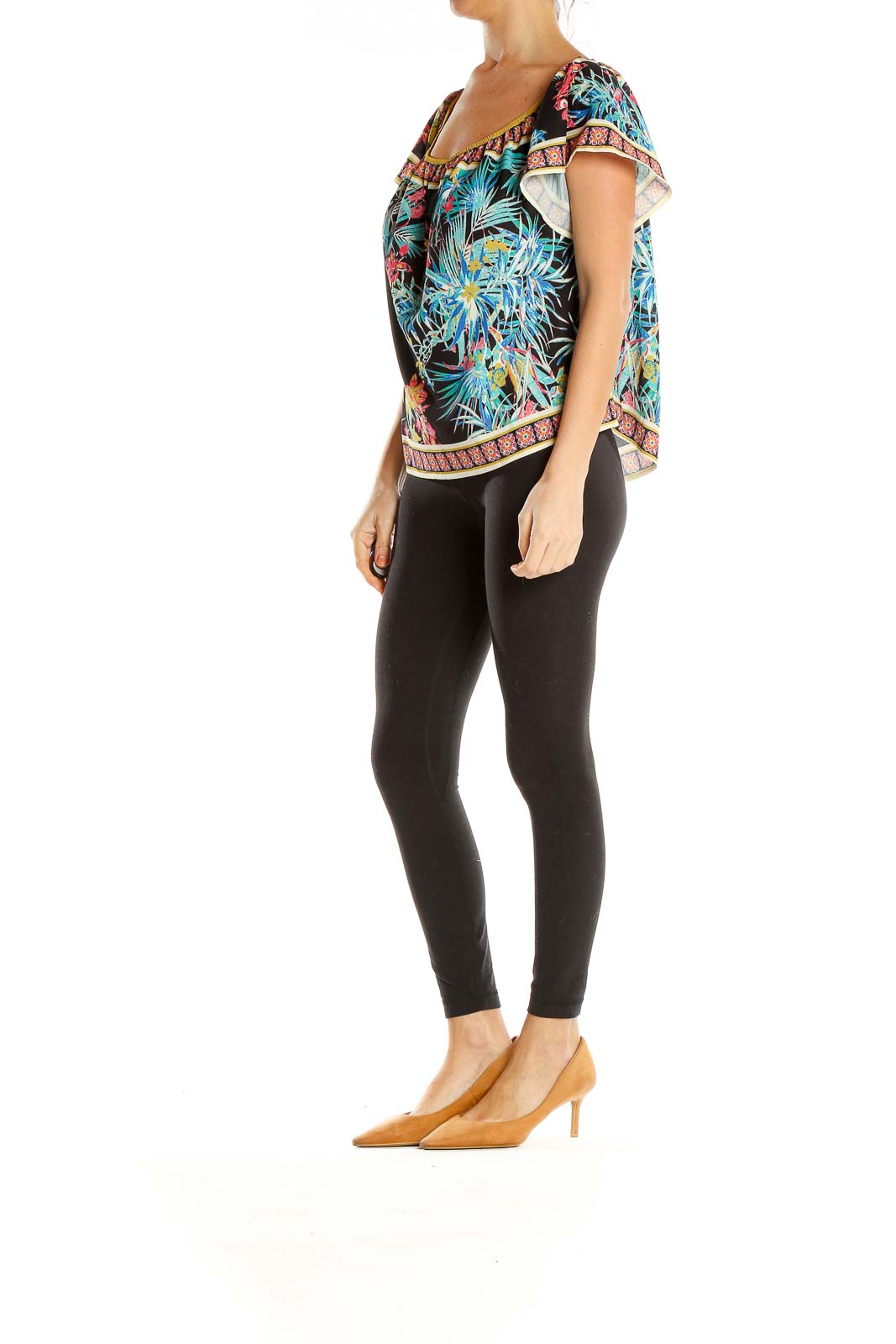 Multicolor Tropical Print Bohemian Blouse