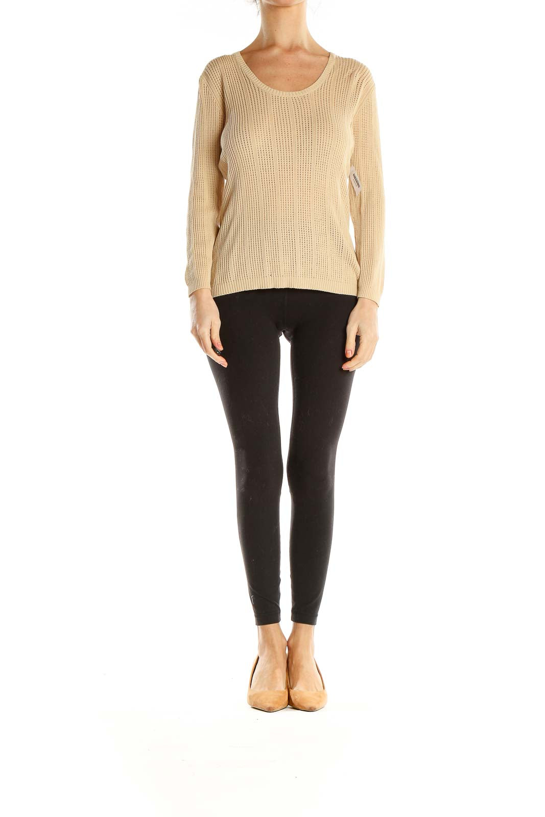 Beige All Day Wear Knit Top