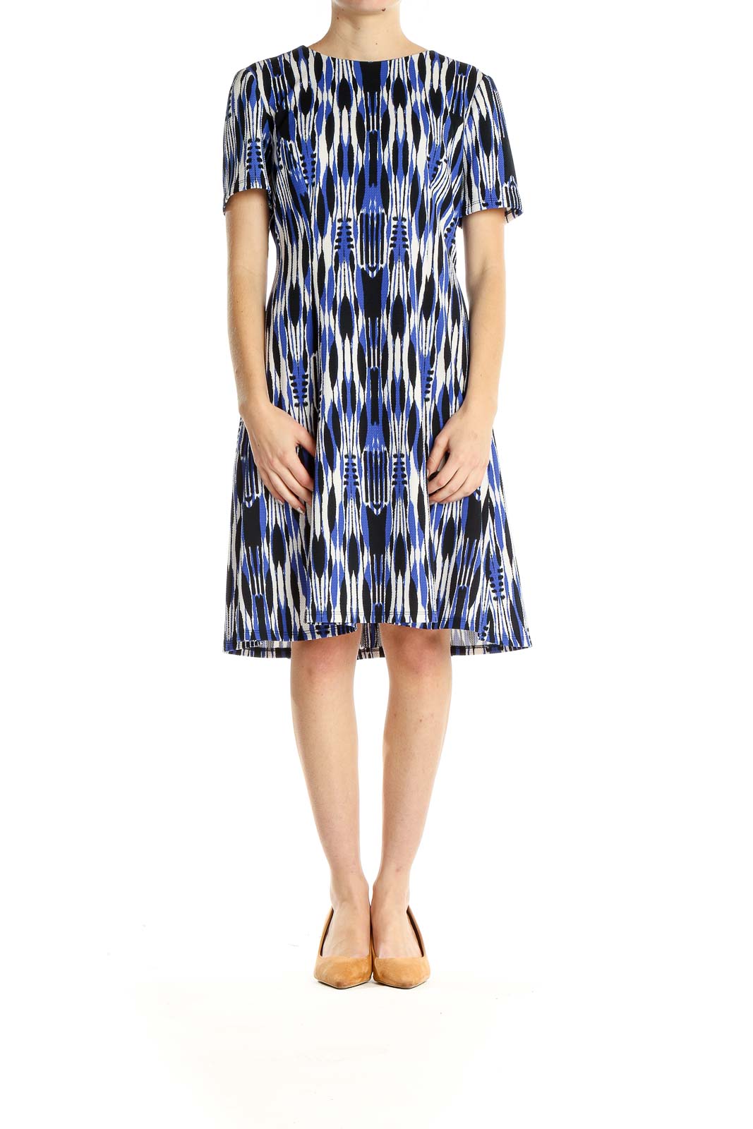 Blue White Printed Day A-Line Dress