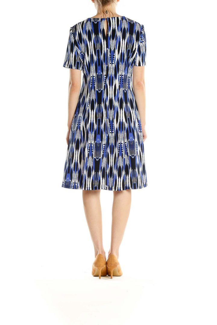 Blue White Printed Day A-Line Dress