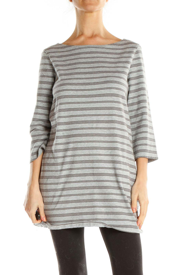 Gray Striped All Day Wear Top