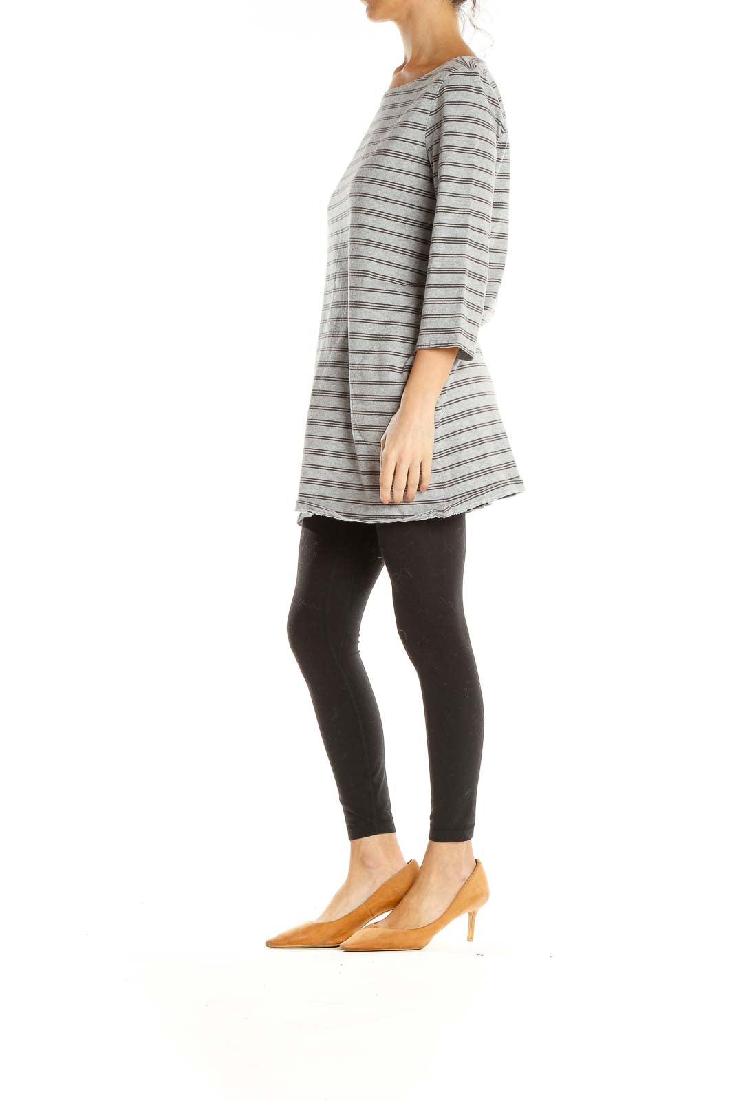 Gray Striped All Day Wear Top