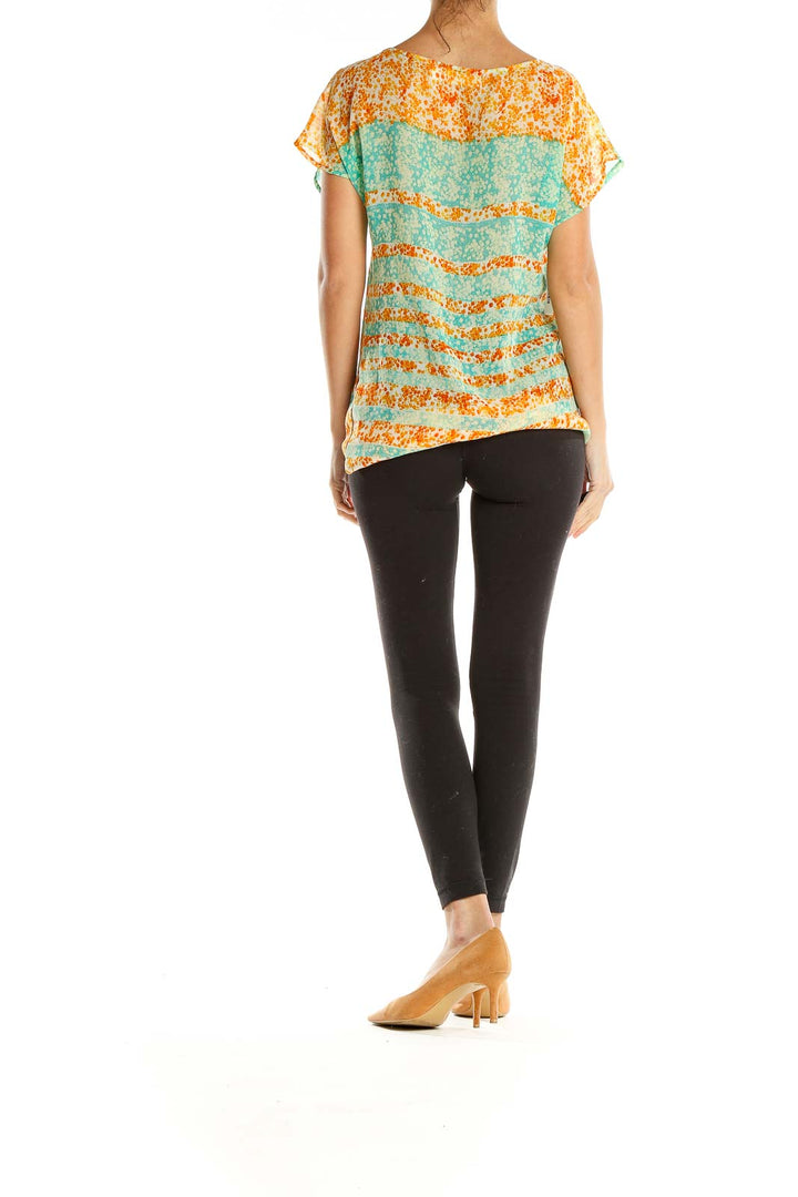 Green Orange Printed Blouse